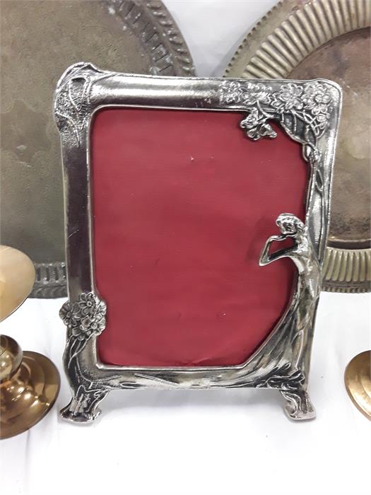 Various metal items to include silver plate jugs, photo frame, trays and cutlery together with brass - Image 3 of 3