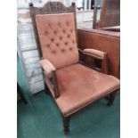 An Edwardian oak parlour chair.