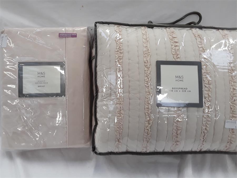 A Mark's and Spenser Bedspread 180cm x 220cm and a M&S Jacquard cotton rich Bedset super king