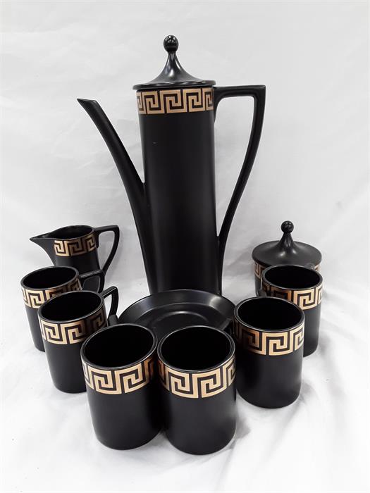 A six piece Portmeirion Greek Keys tea set by Susan Williams-Ellis.