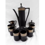 A six piece Portmeirion Greek Keys tea set by Susan Williams-Ellis.