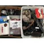 WITHDRAWN. Three boxes of various electrical items, including a collection of photographic