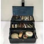An A. W. Gamage of London artists metal box with contents.