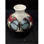 Moorcroft Squat vase in the butterfly pattern,1993.