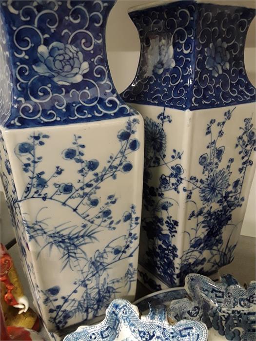 Blue and white china vases, tureen, plate etc. - Image 2 of 2