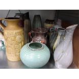 A quantity of mixed German pottery jugs, vases etc. 1960 - 1970, various makers.