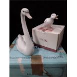 Lladro swan ref-5230 with box with A Nao duck boxed.