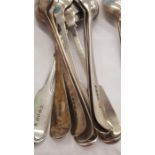 Nine Georgian silver hallmarked spoons (600 grams).