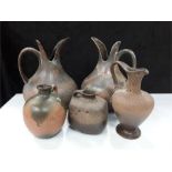 A quantity of German Rustic Art Pottery ewers, stoneware by Ruscha /siber distle .