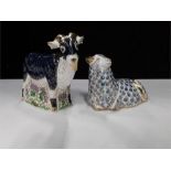 Royal Crown Derby paperweights a Billy goat signed exclusive 23.5.09 with a sheep.
