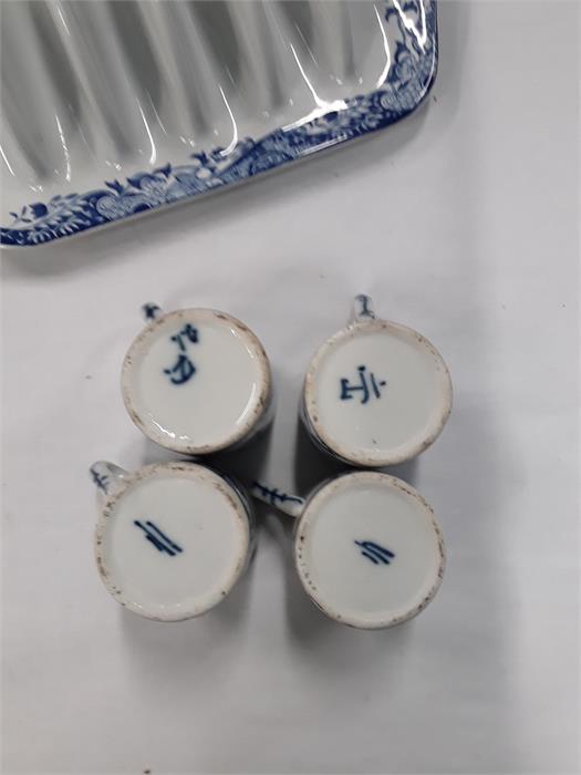 A collection of blue and white Chinese items to include brush, washer with dragon, stem holder, - Image 2 of 3