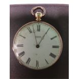 a gold half hunter by Baume pocket watch in engraved case