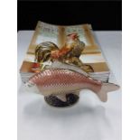 Royal Crown Derby Golden Carp with a quantity of Royal Crown Derby magazines.
