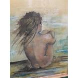 A watercolour of a nude girl with one other