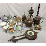 An assortment of china and metal items.