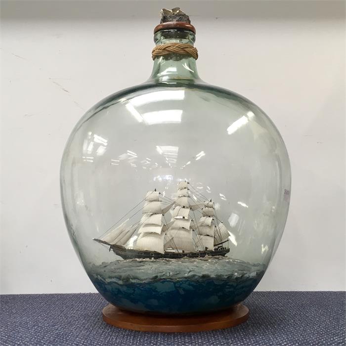 A model of the Cutty Sark in a bottle.