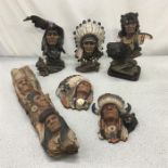 A quantity of large Red Indian figures and plaques. Includes a Limited Edition wall plaque “The