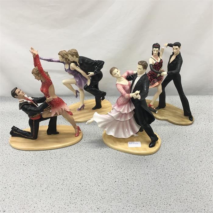 Four sets of dancing couples with three figurines.