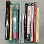 A box of railway books containing a selection on steam and the history of rail travel.