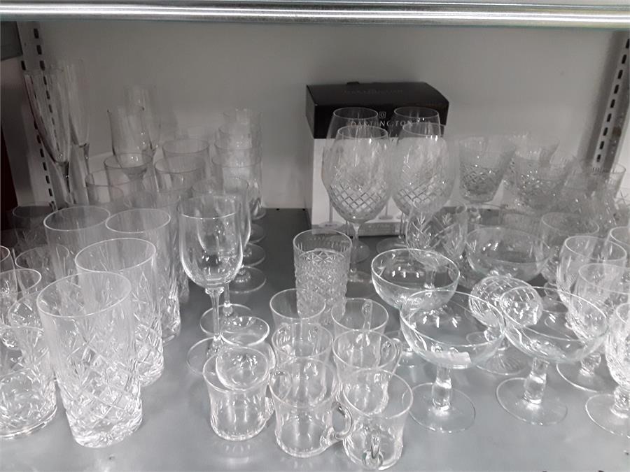 A quantity of glassware, wines, tumblers etc.