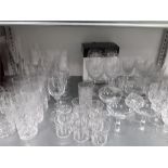 A quantity of glassware, wines, tumblers etc.