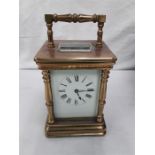 a late 19C French brass and glass cased Carriage clock