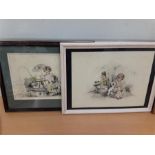 two 1920s french prints of children signed maud and a french print .