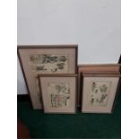 A quantity of antique Japanese prints. (6 in total). framed and glazed