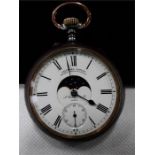 J Verhagen pocket watch from Germany fitted moon face, second sweep and winder