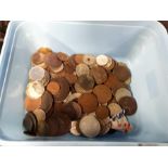 A tub of various coins.