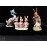 Beswick Jemima Puddleduck 1948 bp3b -Flops Mopsy Cottontail 1954 bp3b, Mr Benjamin Bunny 1975