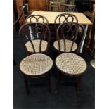 Four Thonet style cafe bentwood chairs.