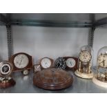 A quantity of clocks including an oak cased office, 2 anniversary, W. Wehrle, alarm, 60s etc