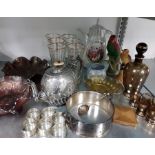 A quantity of mixed carnival, 60s decanter, dish ring, glassware and collectables.