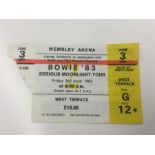 David Bowie Concert Ticket. This ticket was for his 'Serious Moonlight Tour' in 1983 at Wembley