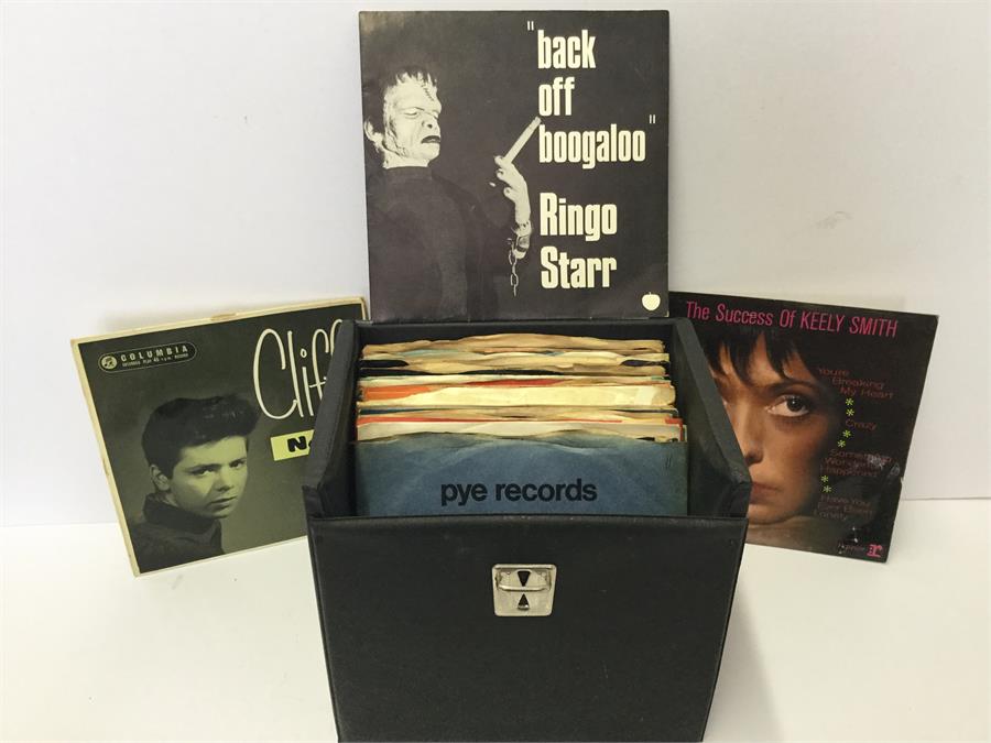 Box Of 7” & EP Vinyl 45rpm Records. To include Ringo Starr - The Beach Boys - The Beatles -