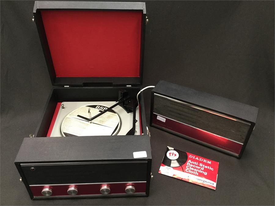 Dansette Trent Record Player. A portable record player which has a 4 speed BSR turntable fitted