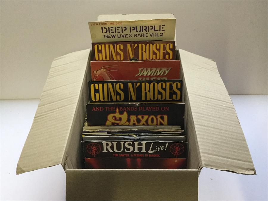 Box Of Rock Related 7' Vinyl 45rpm Records. To Include - Guns. N' Roses - Skid Row - Bruce - Image 2 of 2