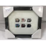 David Bowie Stamp Set. Set of six stamps issued by The Royal Mail 2017 Framed in a Black Ash