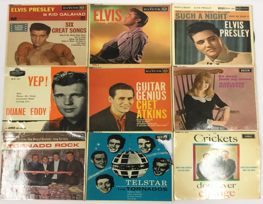 Collection of 9 EP Vinyl 45rpm Records. To include - Tornados x 2 - Duane Eddy - The Crickets -