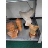 Four wooden statues and free forms, carved by the Vendor Mr T Mclellen in the 1980's.