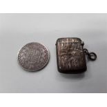 a silver Vesta case and a Victorian young head half crown