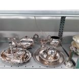 A Victorian silver plated teaset together with another plate.