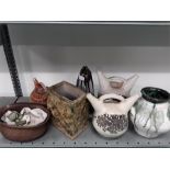 Seven pieces of Studio Pottery by local artist C Lock.