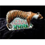 Crown Derby paperweight: Tiger with gold stopper.