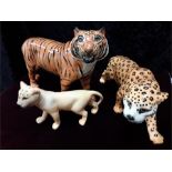 A large Beswick Tiger, Cheetah and a smaller lioness.