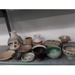 Fifteen pieces of high fired studio pottery by local artist C Lock.