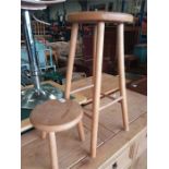 Two beechwood stools.