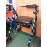 A disability walker and seat.