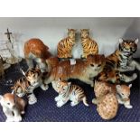 Various ornaments of cats and tigers.